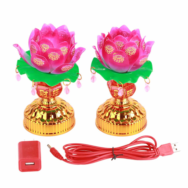 1 par LED Lotus Lys Buddha Lotus Lampe USB-drevet Lys Transmitting Gravering Mønster Husholdning LED Lampe 15x7.5cm