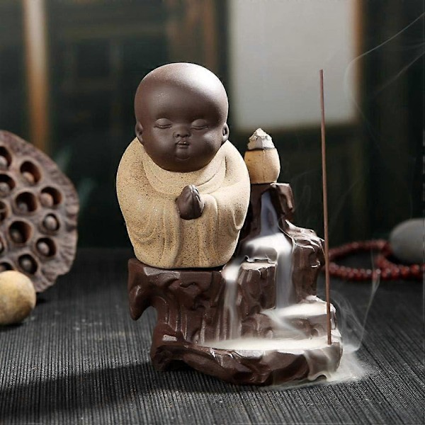 Keraaminen takaisinvirtaus suitsuketeline - Buddha suitsuketerassi (Keltainen)