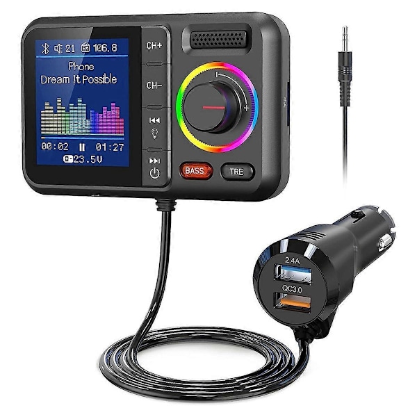 BT98L LED Display Bluetooth 5.0 Transmitter 3.5MM AUX MP3-afspiller