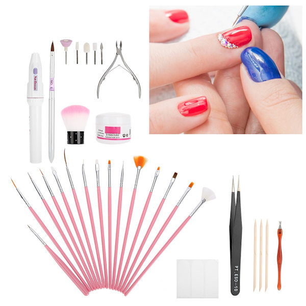 Professionellt nagelkonstverktyg nagelbandstrimningskvarn pusher set gelborstar kit
