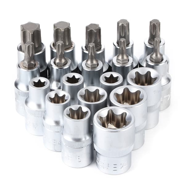 19 stk/sæt 1/2 tomme Drive Star Hex Socket Bit Kit E Type Han Hun Bilreparationsværktøj