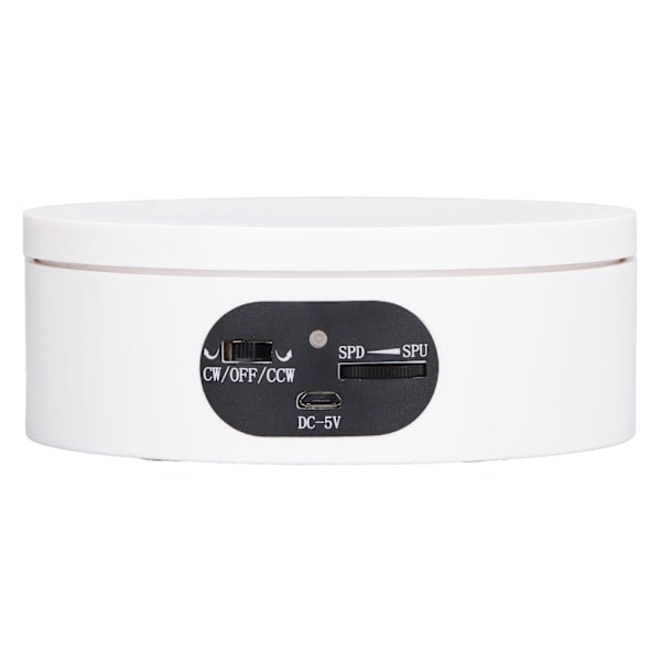 Roterende displaystand 5,5 lb bæreevne 360 graders fotografering drejeskive Stik i batteri knap hastighedskontrol Hvid 16cm/6,3in