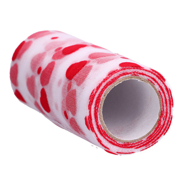Tulle rullar 10 yards rött hjärtformat mönster förpackningsband DIY skärning romantiska hantverkstillbehör