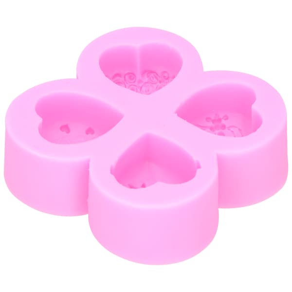 DIY silikonform 4-hulrom forskjellige hjerteformede kaker sjokolade såpe aromaterapi gips