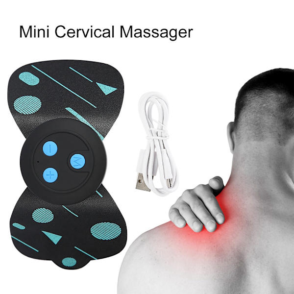 Mini Cervical Massager Multi-funktionel Genopladelig Puls Skulder Nakke Ryg Massager Sort