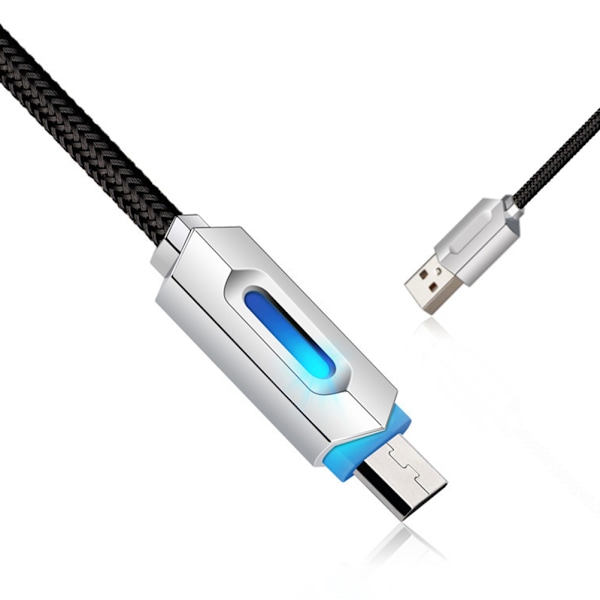 Nylon-punottu LED-mikrousb-kaapeli Android-synkronointikaapeli Type C -pikalatauskaapelit