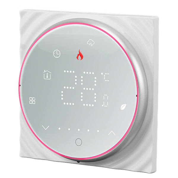 Smart termostat 1 vecka programmerbar LED-display infälld rektangulär bas digital termostat AC95-240V för pannvärmesystem vit