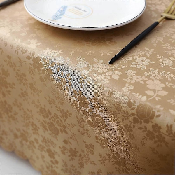 Vanntett Vinyl Duk, Rektangulær Kraftig Duk, Avtørkbar Bordduk for Kjøkken og Spisestue (Brun, 132 cm x 178 cm)