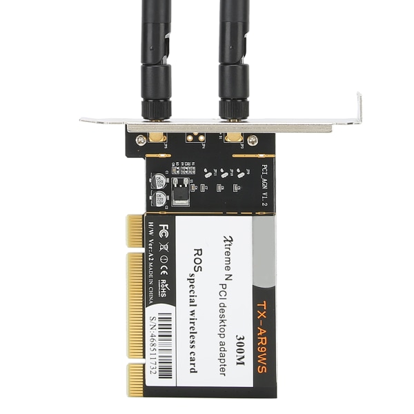 PCI-pöytäsovitin 300 Mbps 802.11b g n Langaton WiFi-verkkokortti 2 antenni AR9223