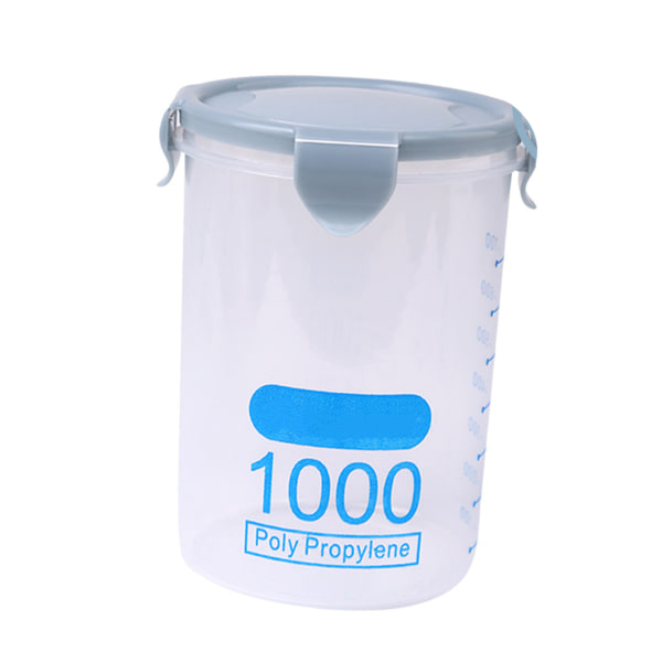 Matförvaringsbehållare 1000 ml plast stapelbar lufttät spannmålsbehållare för torrvaror för köksorganisation blå
