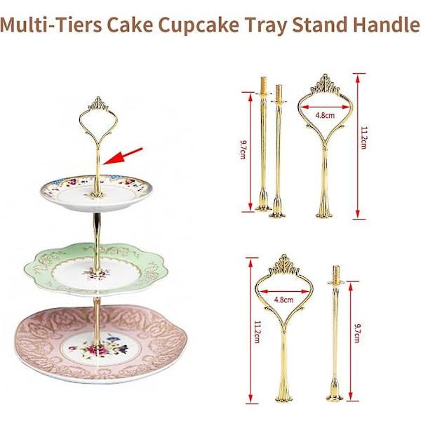 Kage Stativ med Flere Lag, Kageplade Stativ, Dessert Serveringsfade, Cupcake Bakke med Håndtag til Bryllup, Fest, Aften, Fødselsdag, Bakke Ikke Inkluderet (3-Lag Krone G
