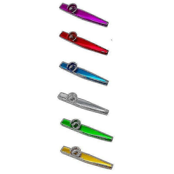 24 kpl metallisia kazoja ja 24 kpl kazoo-huilukalvoja, 6 väriä, hyvä kumppani ukulelle ja viululle