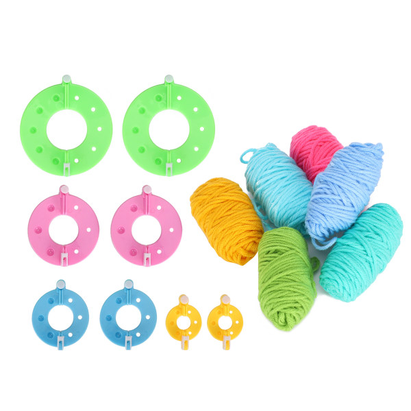 Pompom Maker Kits Fargerike Fluff Ball Weaver DIY 6 farger Ull Garn Strikke Håndverk Gaver