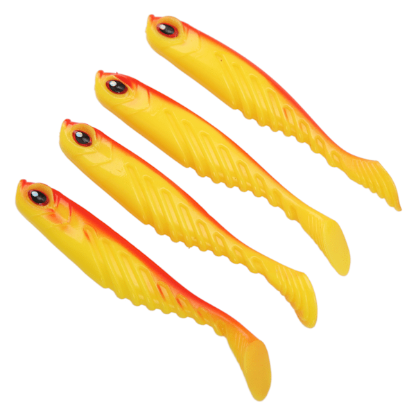 4PCS AR48 75mm/3.2g T-svans mjukt bete Dubbla färger Konstgjorda fiskedrag Wobblers Red Back