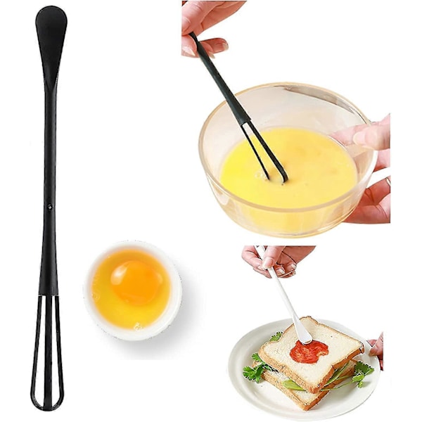 Æggepisker Dej Køkken Æg Piskeris Pisker Plastik Stav Mælk Blandings Kage Værktøj Æg Mixer Ske (20 stk, Sort+hvid) Zekai