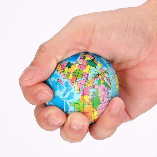 Globe Squeeze Balls, 60mm Sponge Solid Soft Ball Map Ball Foam Vent Ball Earth Stress Relief Foam Balls for School Bag Gift (5 Pcs)