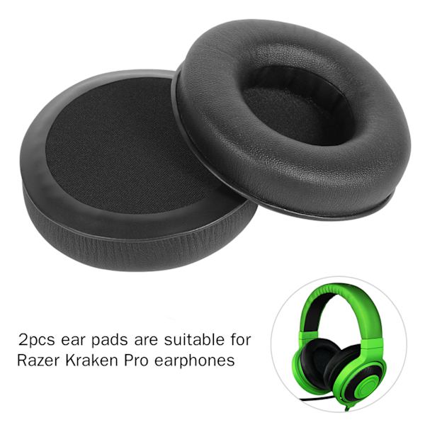 2 st mjuka svampöronkuddar för trådlösa Bluetooth-hörlurar för Razer Kraken Pro Svart