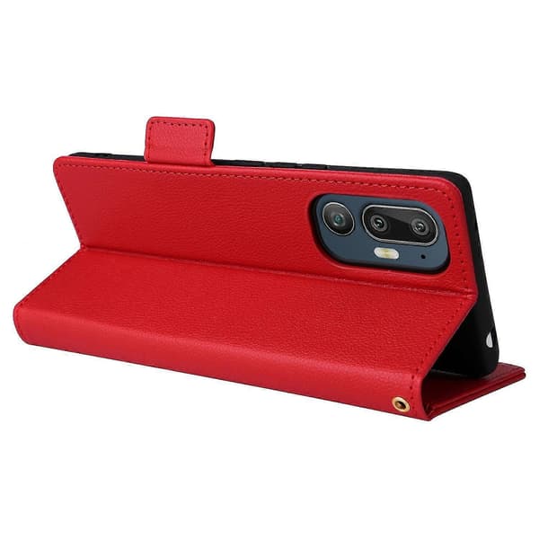 Phone Case for HTC U24 Pro 5G Leather Case Red Red HTC U24 Pro 5G