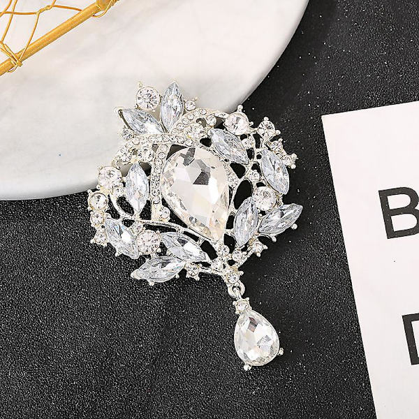 Kristall Rhinestone Brudbukett Brosch - Elegant Klädaccessoar för Kvinnor