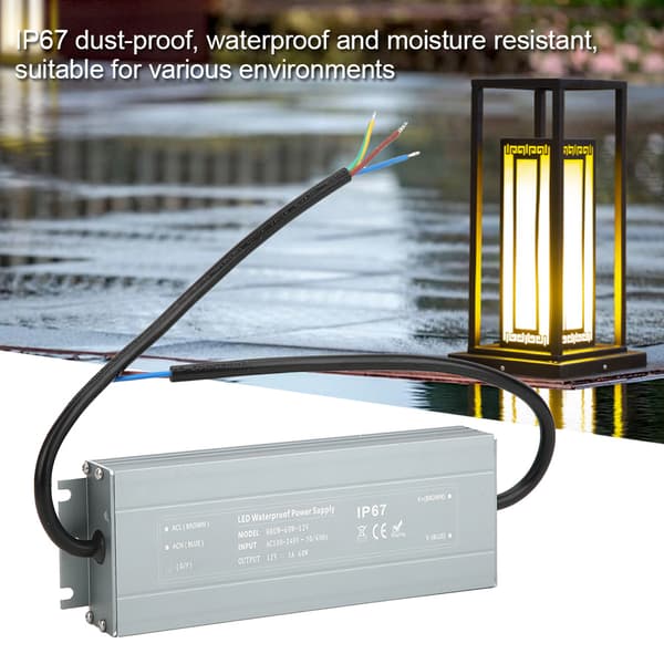 HRUW-60W-12V IP67 Vanntett Bryter Strømforsyning LED Driver Transformator 100-240VAC