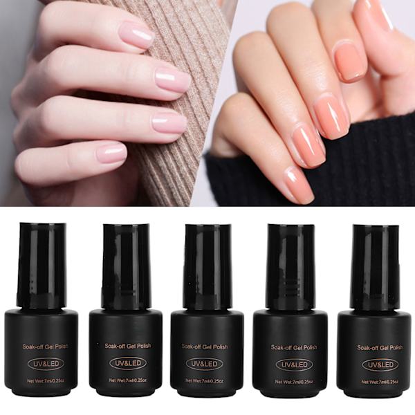 ROSALIND Profesjonell neglelakk UV-gellakk Soak Off Gel Polish Manikyrverktøy 5 stk x 7 ml