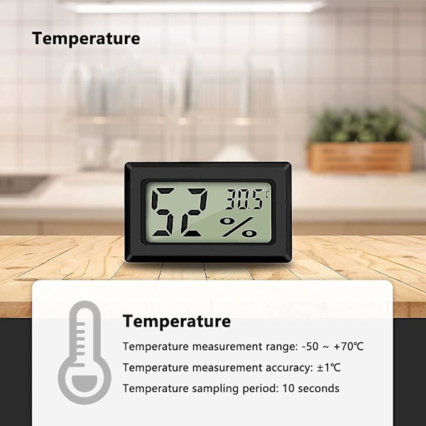 Kannettava Mini Digitaalinen LCD-Lämpömittari Hygrometrit -50~70°C 10%~99% RH Toimistoon ja Keittiöön