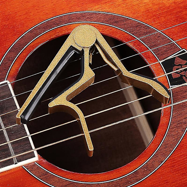 Akustisk & Elektrisk Gitarr Capo, 6-Strängar, Svart+Guld