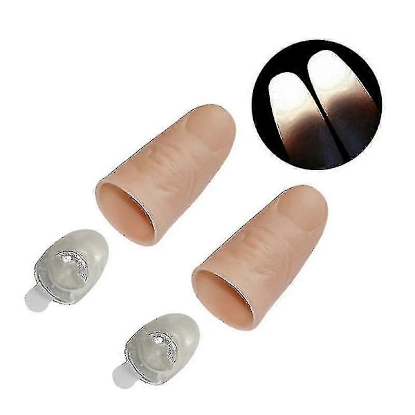 2 st Fest Ljusande Glöd Tummar Ljus LED Blinkande Fingrar Ljus Magiska Trick Rekvisita Zekai Färg