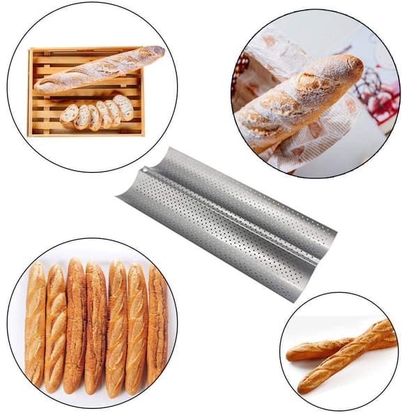 2-spors Baguette Bakebrett Nonstick Brødbakebrett Rustfritt Stål Bakeform