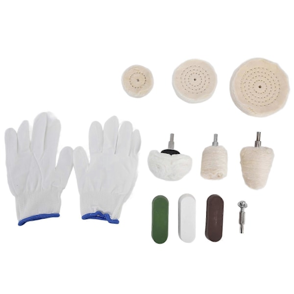 11 st Poleringshjul Kit Poleringshjul Vaxstång Filt för Kopparmöbler