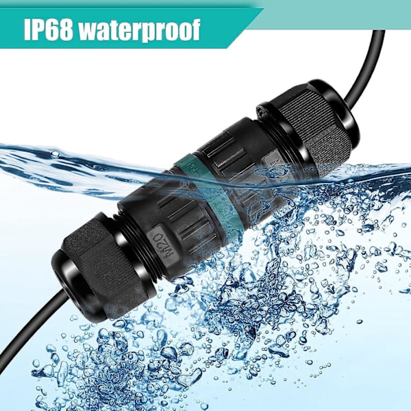 Vedenpitävä IP68 2-suuntainen ulkosähköliitäntärasian set 4 kpl, yhteensopiva Domino Waterproof -liitäntärasian kanssa 5-12mm