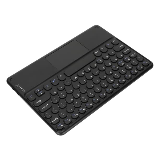 10 tommer trådløst Bluetooth Touchpad-tastatur Retro runde tastehætter Ergonomisk magnetisk understøttelse Touch-bevægelser til Windows til IOS Sort