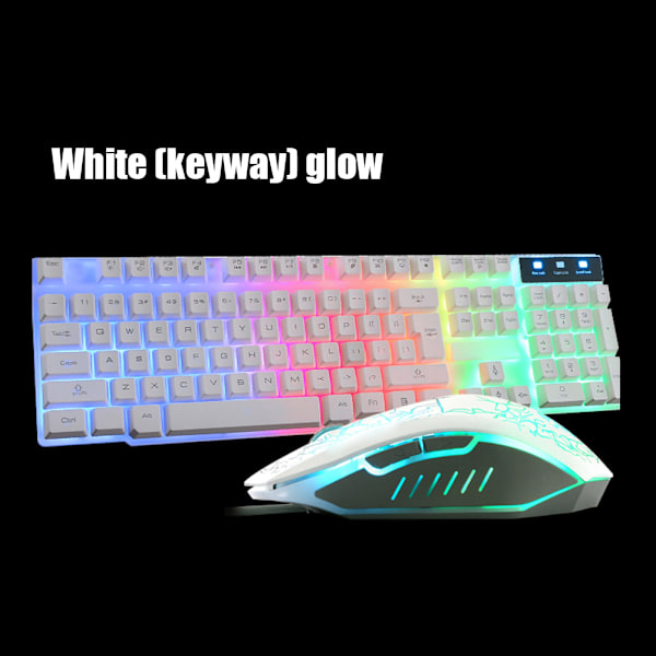 LED-baggrundsbelyst gaming-tastatur PC bærbar ergonomisk 104 taster USB gaming kablet tastatur musematte sæt