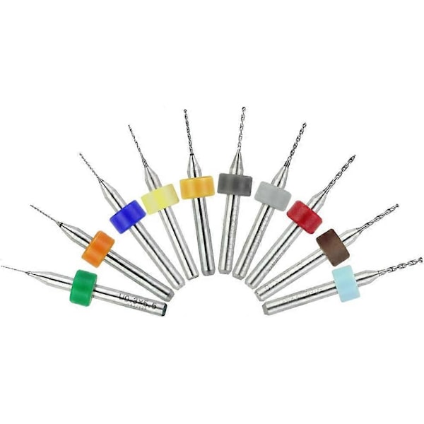 10 st PCB Karbid Mikro Borr Diameter 0,3 mm till 1,2 mm 1/8\" Skaft Små Mini Pyttesmå Spetsar Volfram Twist Auger Brotschning Miniatyr Hålsåg för Wo
