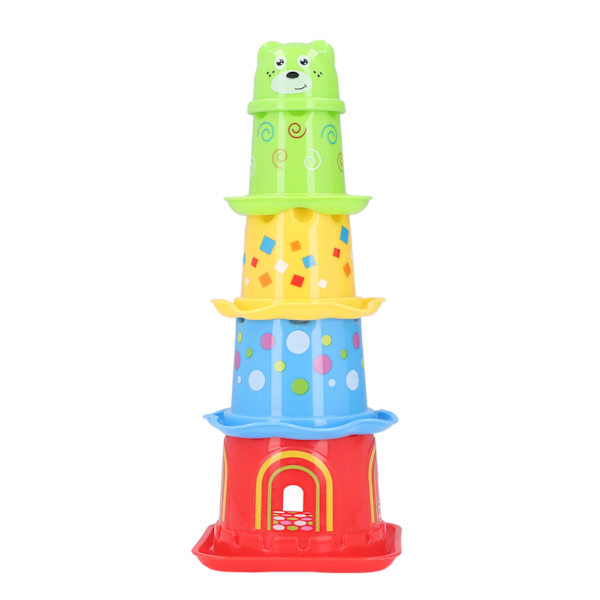 Barn Stapelkoppar Baby Strand Söt Cartoon Slott Färgglada Stapelbara Nesting Cup Badleksak Present 6 Månader
