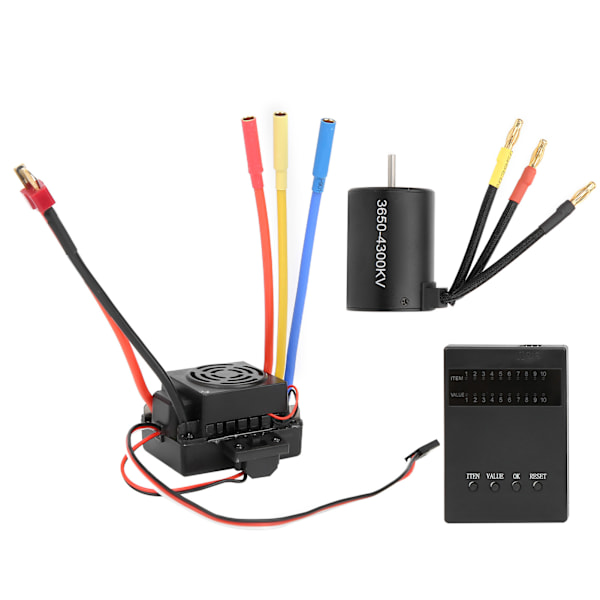 3650 Borstlös motor 4300KV+60A Borstlös ESC T-kontakt Programmeringskort Set för 1//10 RC Bil
