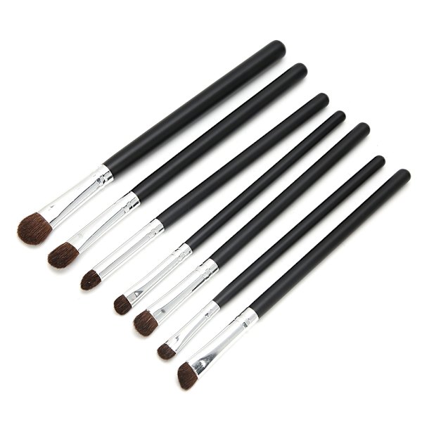 7 stk Make Up Brushes Set Cosmetic Foundation Powder Blush Concealers Øjenskyggebørster Sort og Sølv