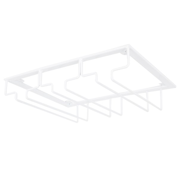 Vinglasställ under skåp, hållare för vinglas, förvaring, hängare, metallorganisatör för bar, kök, 3 platser, 30 x 22,5 cm, vit