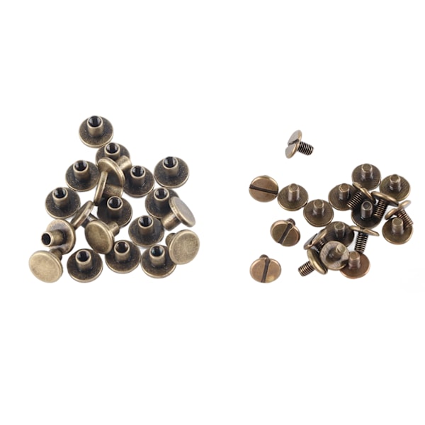 20 stk flatt hode kobber messing skruer muttere spiker nagler skinnhette tilbehør (6,5 mm)