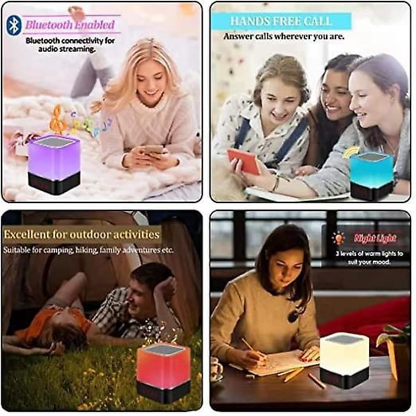 Bluetooth genopladelig sengelampe sunriser sleep Light USB Natlampe SORT 11.7x9.8x9.8cm
