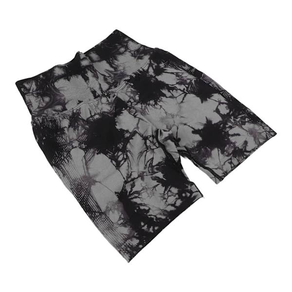 Yogashorts med høj talje til kvinder Tie Dye Elastisk åndbar numseløft Fitness Atletisk træningsshorts Sort M
