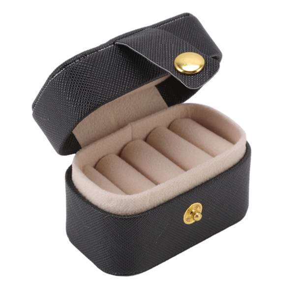 Mini Ring Förvaringslåda PU Läder Liten Smyckeskrin Organizer Liten Resa Örhänge Väska Svart