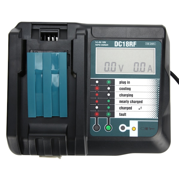 DC18RF lader med skjerm USB-grensesnitt passer for Makita 14V/18V litiumbatteri EU 100V‑240V