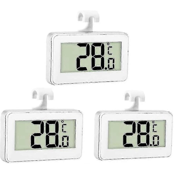 3x Køleskabstermometer Digitalt Termometer Frysertermometer Køleskab Rum Vandtæt Frysertermometer Med LCD-display Med Krog Kompatibel T