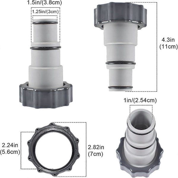 Uima-allasletkuadapteri A, 2 kpl Intex uima-allasadapteri A, korvaava letkuadapteri sisäkierteellä - 32/38 mm