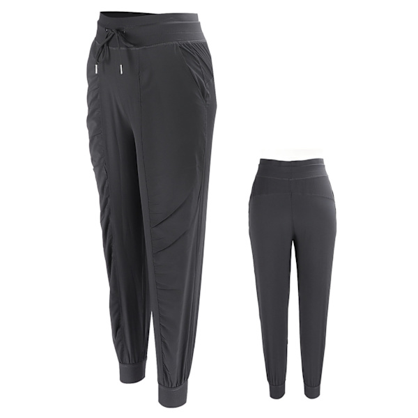 Naiset Urheilu Kuntoilu Joggers Polyester Löysät Casual Hikihousut Taskuilla Juoksuun (Harmaa) S