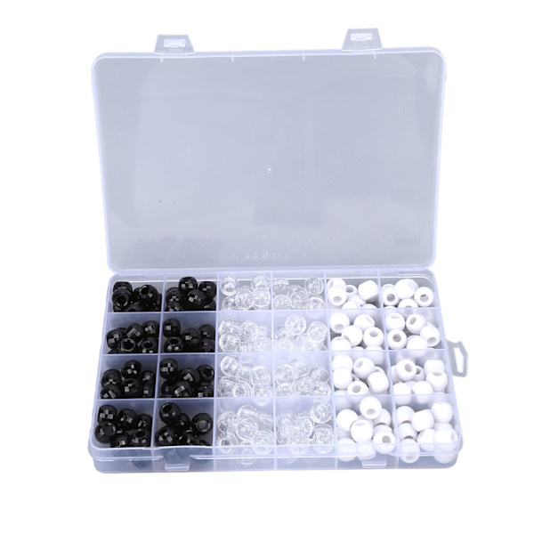 240 stk. Dreadlocks Perler Sort Hvid Transparent Hår Rør Perler Tilbehør Til Hår Fletning 0,5 tommer