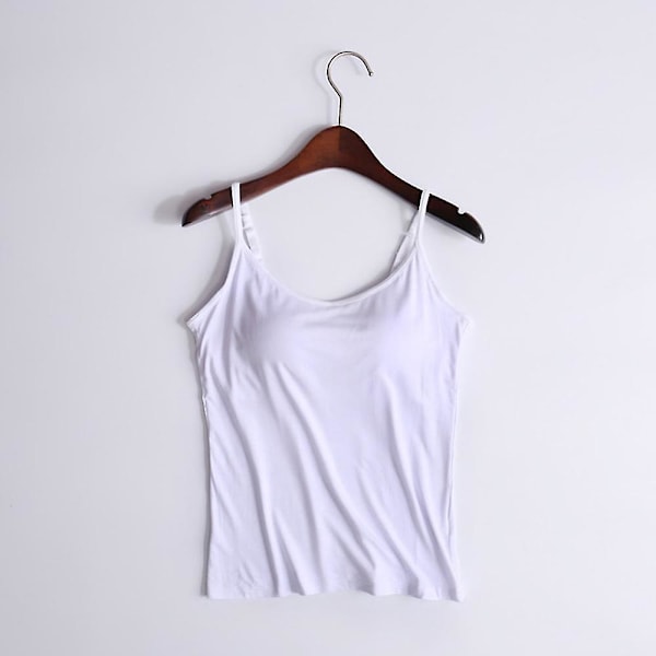 Slim Fit Polstrede Tank Tops med Indbygget BH til Kvinder XL Hvid