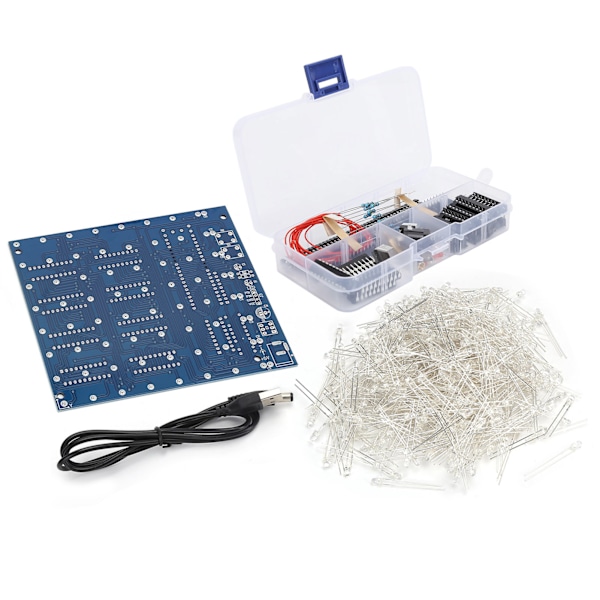 8x8x8 3D LED DIY Cube Light Kit Neliön muotoinen Valkoinen LED Blue Ray