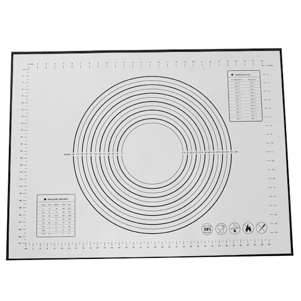 Halkskyddande silikondegplatta halkfri knådningsmatta med vågar köksbakningstillbehör (60x80x0,4 cm svart)